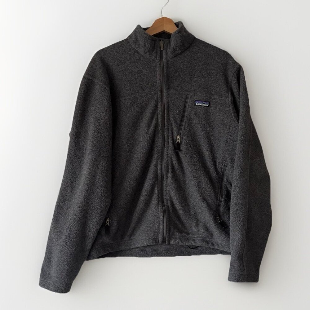 VTG Patagonia Jacket Mens M Gray Synchilla Full Zip Fleece Outdoor Hiking Gorp